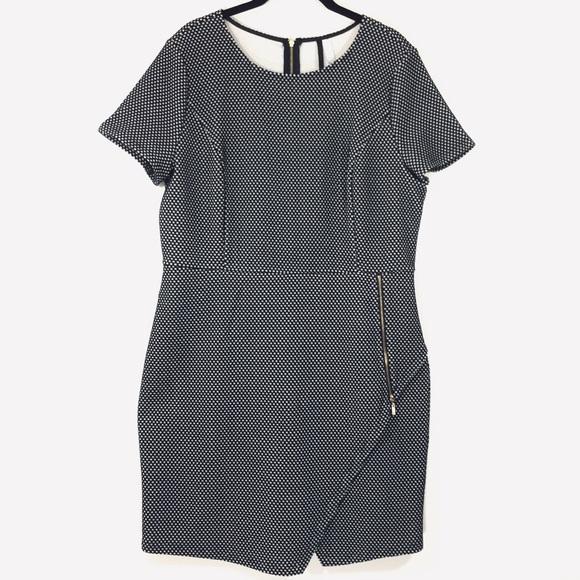 Kensie B&W Checker Sheath Dress SZ L - Picture 3 of 9